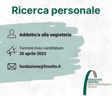 ADDETTO/A ALLA SEGRETERIA FONDAZIONE TRENTINA VOLONTARIATO SOCIALE